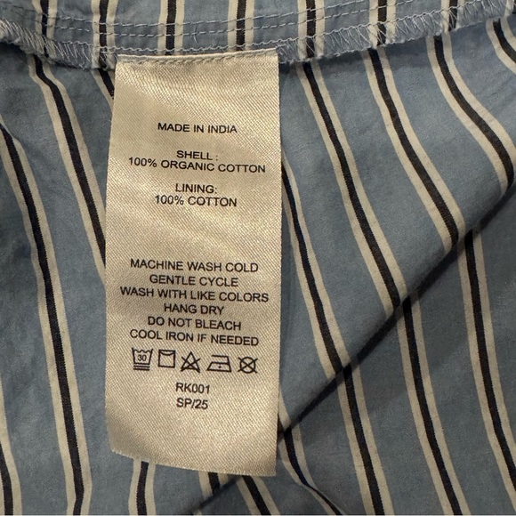 Quince 100% Organic Cotton Poplin Drop Waist Shirt Dress Blue Stripe size medium - Picture 11 of 11